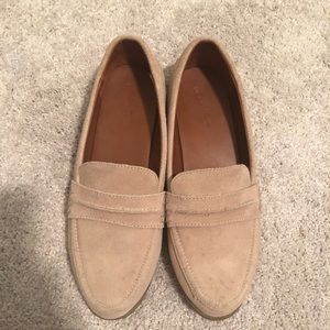 Women’s Beige Suede Loafers- 7